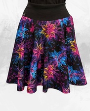 Dámská krátká kolová úpletová sukně,květy medůzy